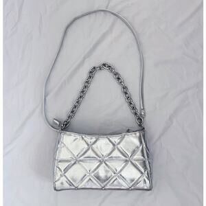 silver metallic shoulder/crossbody bag